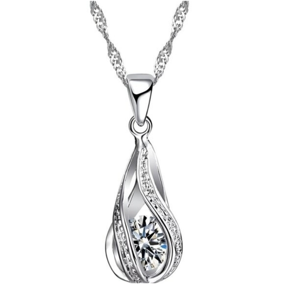 Sterling Silver Wedding Jewelry SetforWomen,SwirlingWaterDropp,Bridal,925STAMPED - Picture 3 of 9